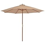 Xichuzi Sonnenschirm, Sonnenschutz Garten, Sonnenschirm Terrasse, Balkonsonnenschirme, Balkon Sonnenschutz, Balkon Sichtschutz Uv-schutz, mit Holz-Mast 300 cm Taupe