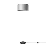 Paco Home Stehleuchte Wohnzimmer Dreibein Stoffschirmlampe Standleuchte Tischlampe Textil Schirm E27 Nachtlicht Skandi, Farbe:Grau (Ø38 cm), Leuchtenart/Farbe:Stehleuchte-Schwarz - Typ 2