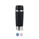 Emsa N20225 Travel Mug Wave Isolierbecher 0,5 Liter , neuer Komfort-Schraubverschluss , Edelstahl , 6h heiß und 12h kalt , 100% dicht , spülmaschinenfest , 360°-Trinköffnung , Schwarz