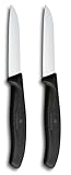 Victorinox Swiss Classic Schälmesser-Set für Obst und Gemüse, 2-teilig, Gerader Schnitt, Extra Scharf, Schwarz