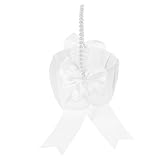 Sosoport Blumenmädchenkorb Elegant mit Perlenhenkel und Schleife Tragbarer Hochzeits Blumenkorb für Blumenmädchen Dekoration für Hochzeitsfeier Drinnen und Draußen