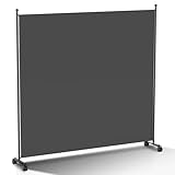Vigevee Paravent Raumteiler Klappbar Freistehend Trennwand auf Rollen - Umkleide Sichtschutz Raumtrenner 1 Teilig 187x181 cm für Büros, Balkon - Anthrazit