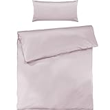 Pure Label Mako Satin Bettwäsche rosa 135 x 200 cm mit Kissenbezug 40 x 80 cm aus 100% Baumwolle - Traumhaft weiches Mako Satin Bettwäsche Set in Uni