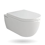 Alpenberger Spülrandloses Tiefspüler Hänge WC mit Nano Beschichtung | WC Deckel Soft Close & Abnehmbar | Wand WC Hygienisch | Modernes WC Design | Toilette mit Easy-Clean Deckel | Made in Europa