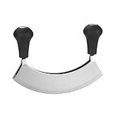 Wiegemesser, Kräutermesser, Biegemesser, Wiegemesser Zweischneidig, Klinge für Kräuter, Gebogener Kräuter Zerkleinerer, 17cm Kräuter und Pizzaschneider zum Zerkleinern von Kräutern and Gewürzen