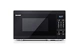SHARP YC-MG02E-B Mikrowelle mit Grill (800 W, 20 L, 11 Leistungsstufen, Eco-Funktion, Auftaufunktion, Kindersicherung), schwarz