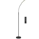 HOMCOM LED Stehlampe Dimmbar Stehleuchte mit Fernbedienung & Touch-Steuerung, Wohnzimmer Standleuchte mit 360° verstellbarer Schwanenhals, 1-Stunden-Timer, Memory-Funktion Schwarz