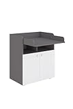 Shefa Kids Wickelkommode 700 Basic - Multifunktionale Wickelstation mit klappbarer Wickelfläche, 2 Türen und offenem Fach, 70x47x86 cm, Grau-weiß