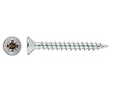 Spanplattenschraube Pozidriv Kreuzschlitz | CS Stahl verzinkt | 4.0 x 22 Vollgewinde | Senkkopf PZ2 | 200 Stück