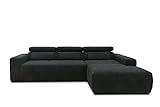 DOMO Collection Brandon Ecksofa, Sofa mit Rückenfunktion in L-Form, Polsterecke, Eckgarnitur, schwarz, 285 x 175 cm