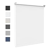 Verdunklungsrollo ohne Bohren Weiß B70 x H220 cm - 100% Lichtundurchlässig Rollos Klemmrollos für Fenster Innen, Blickdicht Thermovorhang Scheibengardine Gardine