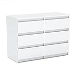 MRBLS Kommode mit 6 Schubladen Sideboard Schubladenschrank Kleiderschrank Modern Möbel mit Schubladen für Ihr Schlafzimmer (Weiß Matt) – 100 x 33,5 x 71,5 cm (B/H/T)