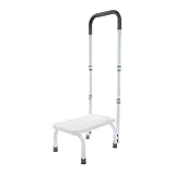 Weiß Trittleiter mit höhenverstellbarem Griff, Trittleiter mit Griff für Senioren, Badetrittleiter mit Haltegriff, für Bädern, Schlafzimmern, Garagen, Krankenhäusern 35.2 * 29.3 * 85.6-95.6cm