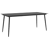 ZQQLVOO Garten-Esstisch Schwarz 190x90x74 cm Stahl und Glas Garten Terrasse Esstisch Campingtisch Partytisch Geeignet für Balkone, Terrassen, Decks