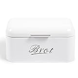 Theo&Cleo Brotkasten mit Deckel, Großer Knäckebrot Box aus Metall, Brotaufbewahrungsbox Bread Box, Brot und Kekse Lange Aufbewahren und Trocken Halten, Retro Design 31cm * 19cm * 16cm Weiß