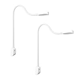 kalb I Ilios LED-Bettleuchte/Leseleuchte mit USB-C, Wand- und Winkelmontage, Flexibler Arm, dimmbar, warmweiß 3000k (2er Set weiß)