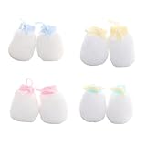 COLLBATH 4 Paare Gesichtskratzer-handschuhe Fäustlinge Zum Zahnen Von Babys Neugeborene Fäustlinge Für Jungen Handschuhe Ohne Kratzer Kratzfäustlinge Aus Babybaumwolle Tuch