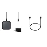 Samsung Wireless Charger Pad mit Schnellladeadapter EP-P2400T & - Originalkabel Typ C auf Typ C, 1 m, Schwarz (EP-DA705BBE)