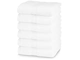 ZOLLNER 6er Set Handtücher in 50x100 cm - besonders weiche und saugstarke Baumwolltücher in weiß - mit praktischem Aufhänger - waschbar bis 95°C - Baumwolle - Hotelqualität