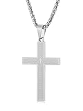Aretas Silber Kreuz Halskette für Herren Jungen Kinder Cross Necklace Chain Men Boys Kids Kreuz Anhänger Kette mit 20 Zoll Schmuck Edelstahl Geschenke