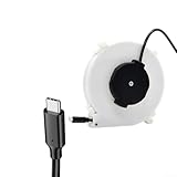 Jonikuper Automatisch einziehbare Netzkabeltrommel mit 1,2 m und Kabeln für und Typ-C-Geräte, 220 V Camping-Kabeltrommel mit Schutzhülle, ABS (1,2 m, Typ C, 1,2 m)