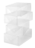 Whitmor Women's Shoe Box Set of 4 Clear Vue Damen Schuhbox 4er Set, Kunststoff, weiß, 4