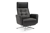 Scandico TV-Sessel Sessel Bosse / Drehbarer Relax-Sessel mit stufenloser Rückenverstellung und ausklappbarem Fußteil / Herz-Waage-Position / 74 x 107 x 90 / Leder Schwarz