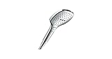 hansgrohe Raindance Select E - Duschkopf, Handbrause mit 3 Strahlarten, eckige Duschbrause (120 x 120 mm), Brausekopf mit Antikalk-Funktion, Chrom, 26520000
