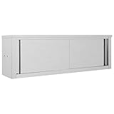 KOIECETA Wandhängeschrank mit Schiebetüren Gastro Hängeschrank Wandschrank Schrank Hängeschränke Küchenschrank Oberschrank Küche Gastro Edelstahl 150 x 40 x 50 cm