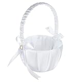 Körbe für Blumenmädchen Hochzeit Blumen Mädchen Korb Blumenkorb Vintage Weiß Hochzeit Körbe, Satin Spitze Bowknot Körbe Bowknot Blumenkinderkörbchen Blumenmädchen Korb Für Hochzeitszeremonie Par