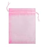 Hrlace 50 Stück Traubenschutzbeutel Obstschutzbeutel mit Kordelzug Garten Mesh Barrier Bags Wiederverwendbare Netz-Schutztasche zum Schutz von Pflanzen, Samen, Obst, Blumen Rosa 7 * 9CM