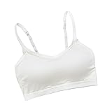 Damen-BH, Tops mit Pads, Yoga-BH, Damen-BHs ohne Bügel, nahtlos, verstellbar, Spaghettiträger-BH, Bralette-BH, weiß, XL