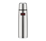 THERMOS LIGHT & COMPACT BEVERAGE BOTTLE 1l, stainless steel mat, Thermosflasche Edelstahl, Isolierflasche rot mit Trinkbecher, 12 h heiß / 24 h kalt, spülmaschinenfest, absolut dicht, BPA-frei