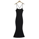 CHOUBAGUAI Sommerkleider für Damen, modisch, figurbetonte Kleider, Vintage-Kleidung, lässig, Midi-Kleider, schwarz, Elegantes Kleid, rosa Rücken, Schnürung, Schwarz, Normal S