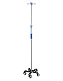 QWORK® Infusionsständer Mit Rädern, Mit 4 Haken, Für Krankenhaus und Heim, Edelstahl, Höhenverstellbar