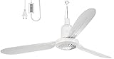 Sichler Haushaltsgeräte Deckenventilator: Mobiler XXL-Decken-Ventilator, 3 Flügel, Timer, Haken, 105 cm, 25 W (Deckenventilator 3 Flügel, Deckenventilator mit Kabel, überdachte Terrasse)
