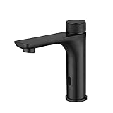 XJTNLB Sensor Wasserhahn Bad Waschtischarmatur Infrarot Sensor Bad Armaturen Waschbecken Einhebelmischer für Badezimmer Schwarz
