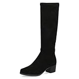 CAPRICE Damen Hohe Stiefel mit Absatz Kniehoch Vegan, Schwarz (Black Stretch), 39 EU