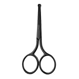 Nasenhaar Schere, Bartschere, Abgerundeter Edelstahl Nasenhaarschere, 10cm Schwarz Bartschere Augenbrauenschere Rostfreie Abgerundeter für Haare Wimpern Schnurrbart Nase