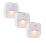 LEBEXY LED Night Lights with Motion Sensor, Very Good for Children's Room, Staircases, Bedrooms, Kitchens, Orientation Light, Warm White Energy Efficient (3 Pack)