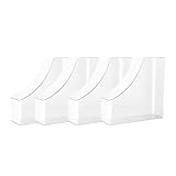 Stehsammler A4, Dokumenten Organizer, Zeitschriftensammler, Ordner Weiß 22.5x22.5cm, Bücherregal Büromaterial Tischzeitschriftenhalter Ordnerhalter Plastik Transparent, Pack of 4 (Weiß)