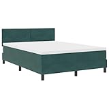 Gecheer LED Boxspringbett mit Matratze Dunkelgrün 160 x 200 cm Samt, Einzelbett Doppelbett Bettrahmen Bettgestell für Schlafzimmer Gästezimmer Wohnung3342665