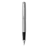 Parker Jotter Füller | Edelstahlschaft mit Chromzierteilen | Füllfederhalter mit mittlerer Feder | Schulsachen und bürobedarf | blaue Tinte | Geschenkbox