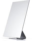 NEZZOE Rechteckiger Schminkspiegel, 30cm Metall Kosmetikspiegel, Tischspiegel mit Ständer, Eitelkeitsspiegel für Theke, Schlafzimmer, Badezimmer, Schlafsaal