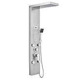 Auralum Duschpaneel Edelstahl mit Armatur 3 Wasserausgabemodi,Duschpaneel Komplett mit LCD Temperaturanzeige,Duschsystem Massagedusche paneel Badezimmer