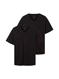 TOM TAILOR Herren 1037738 Doppelpack T-Shirt mit V-Ausschnitt aus Baumwolle, 29999-Black, XL (2er Pack)