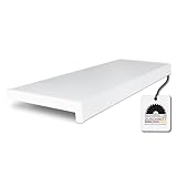 HausFux Fensterbank innen Kunststoff | PVC nach Maß inkl. Seitenabschlüsse (Weiß, T x L | 15 x 120 cm)