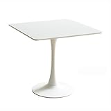 Moderner 72,1 cm weißer quadratischer Esstisch, Tulpenbasis, Mid-Century Couchtisch für Küche, Esszimmer, Wohnzimmer – stilvolle und funktionale Möbel (Größe 60 cm)