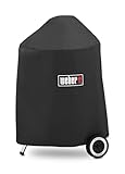 Weber Premium Grillabdeckhaube für Ø 47cm Holzkohlegrills, atmungsaktiv UV- & wasserbeständig, Schutz for Wind & Wetter, mit Klettverschluss zum Befestigen, leicht, Grillcover - Schwarz (7141)