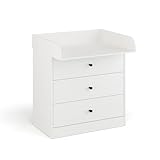 KOMTO Wickelkommode mit Schubladen - Baby Kommode mit Wickelaufsatz, Wickeltisch, Wickelschrank mit abnehmbarer Wickelsatz Weiß | Lulliblox M3
